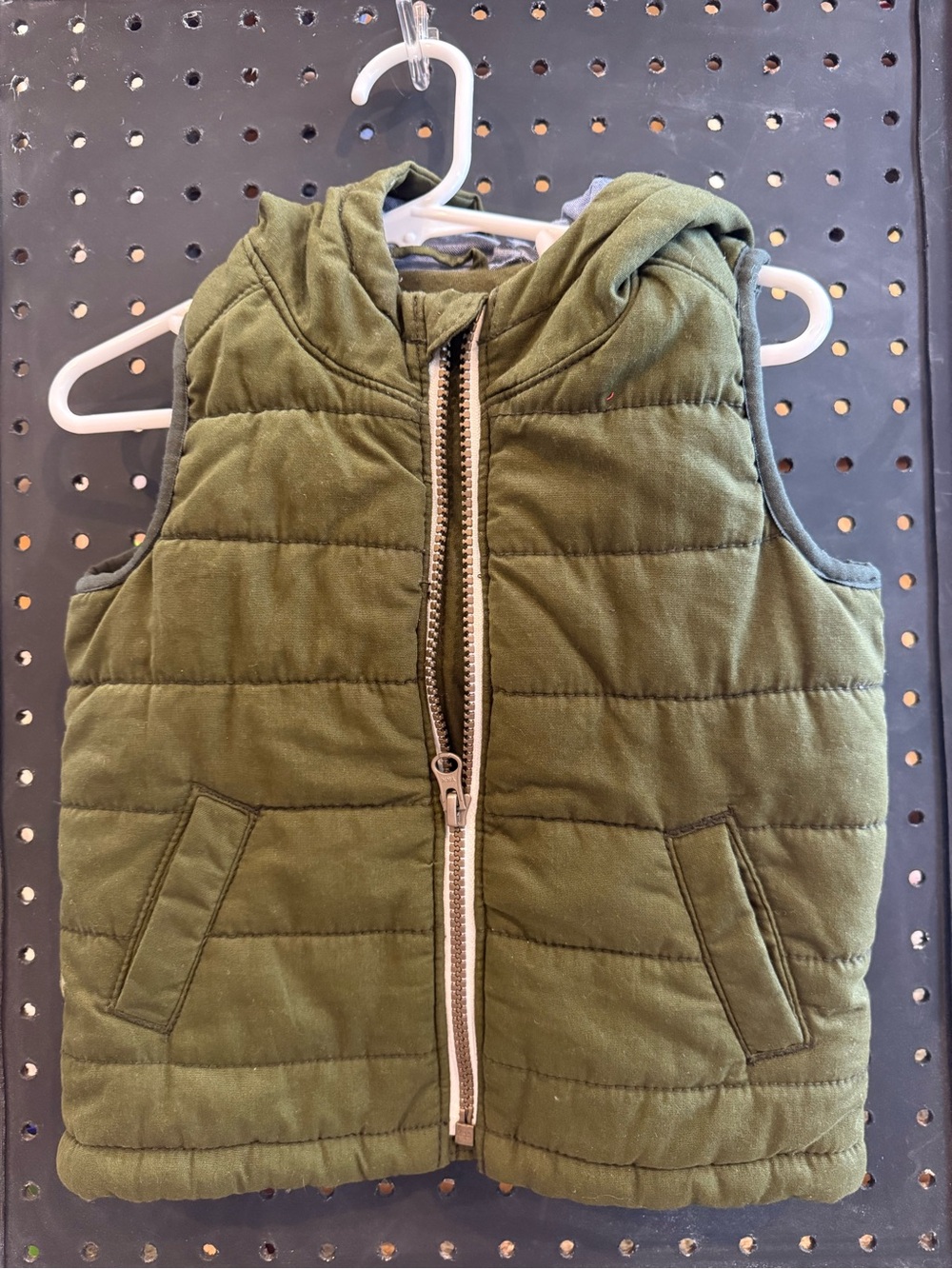 Old Navy Olive Green Quilted Hooded Baby/Toddler Vest